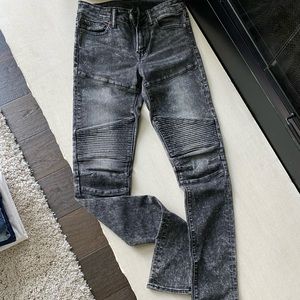 American Eagle Black Moto Stacked Skinny Denim Jeans 30x34